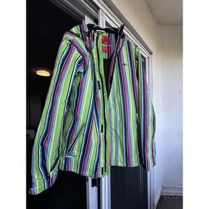 Vtg O’Neill Fifty2 Series Womens Snowboard Ski jacket XL Bright  Retro Stripes
